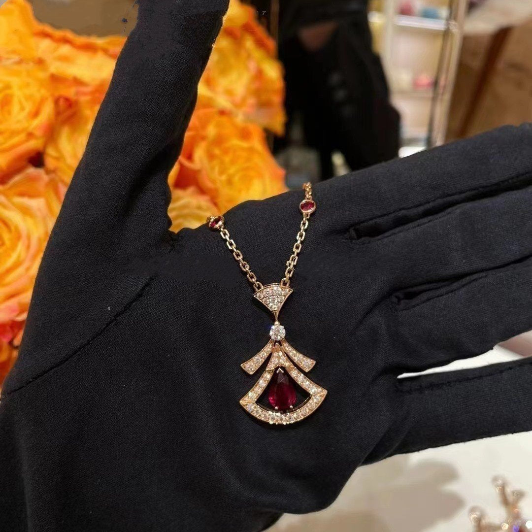 [Lunabriance]DREAM NECKLACE CARNELIAN DIAMOND PINK GOLD