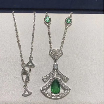 [Lunabriance]DREAM NECKLACE MALACHITE DIAMOND SILVER