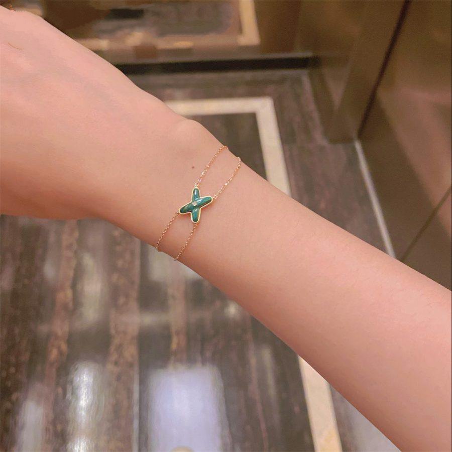 [Lunabriance]JEUX BRACELET MALACHITE PINK GOLD 1 DIAMOND
