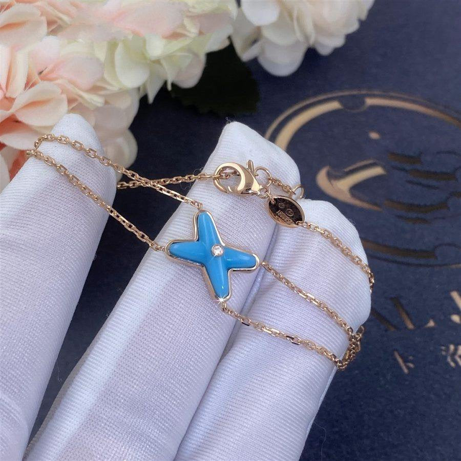 [Lunabriance]JEUX BRACELET TURQUOISE PINK GOLD 1 DIAMOND