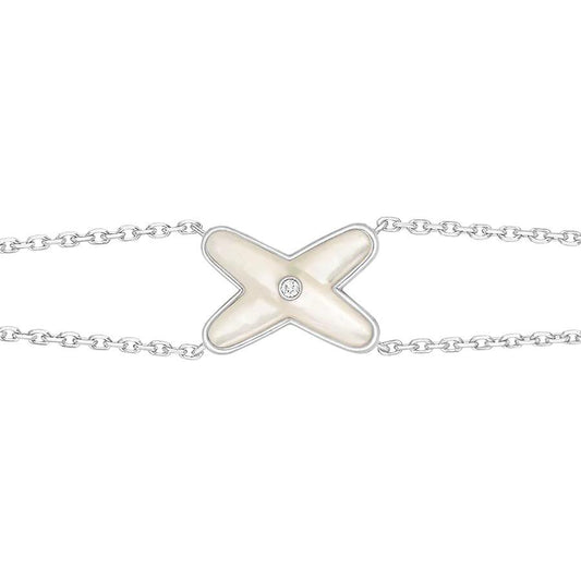 [Lunabriance]JEUX BRACELET WHITE MOP SILVER 1 DIAMOND