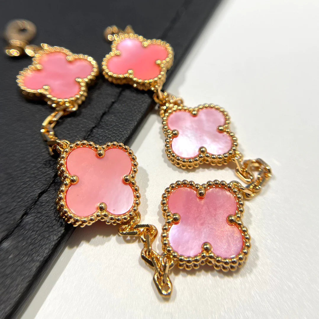 [Lunabriance]CLOVER 5 PINK MOP BRACELET