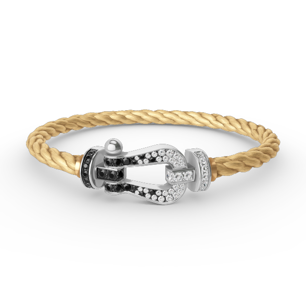 [Lunabriance]FORCE LARGE HORSESHOE BLACK WHITE DIAMOND BRACELET SILVER