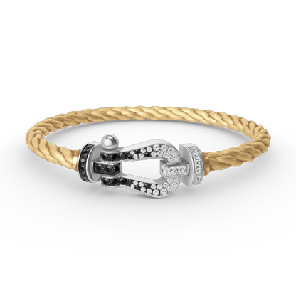 [Lunabriance]FORCE LARGE HORSESHOE BLACK WHITE DIAMOND BRACELET SILVER