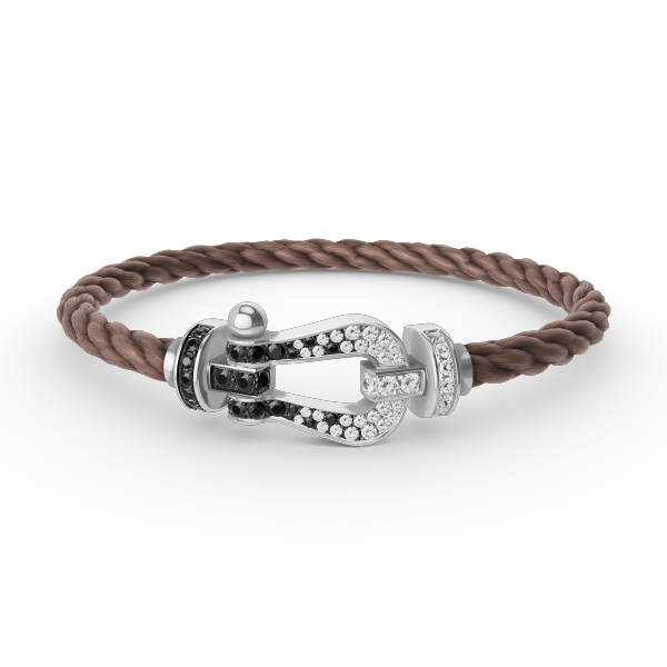 [Lunabriance]FORCE LARGE HORSESHOE BLACK WHITE DIAMOND BRACELET SILVER