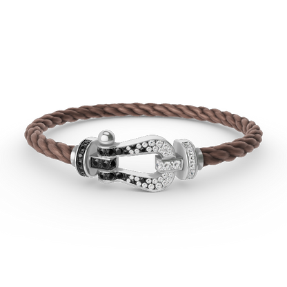 [Lunabriance]FORCE LARGE HORSESHOE BLACK WHITE DIAMOND BRACELET SILVER