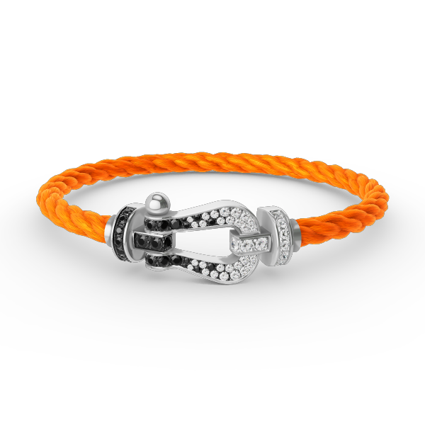 [Lunabriance]FORCE LARGE HORSESHOE BLACK WHITE DIAMOND BRACELET SILVER