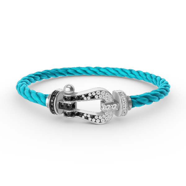 [Lunabriance]FORCE LARGE HORSESHOE BLACK WHITE DIAMOND BRACELET SILVER