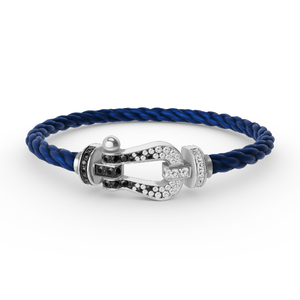 [Lunabriance]FORCE LARGE HORSESHOE BLACK WHITE DIAMOND BRACELET SILVER