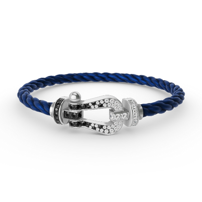 [Lunabriance]FORCE LARGE HORSESHOE BLACK WHITE DIAMOND BRACELET SILVER