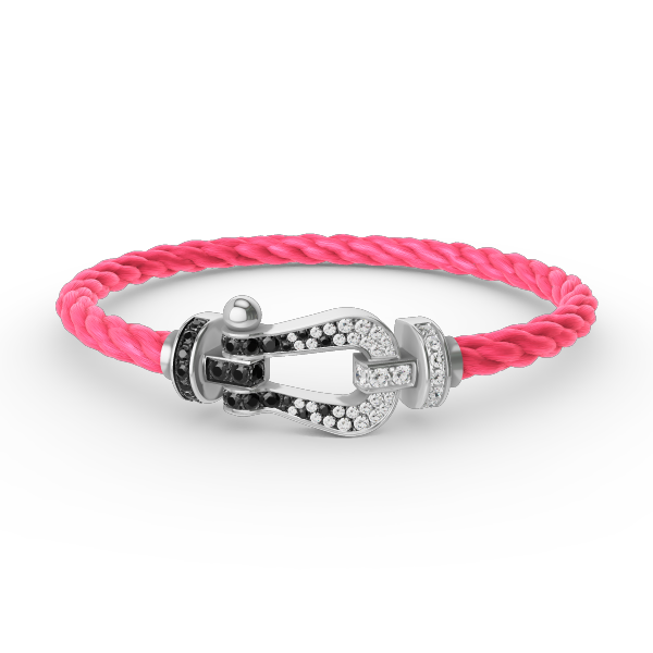 [Lunabriance]FORCE LARGE HORSESHOE BLACK WHITE DIAMOND BRACELET SILVER
