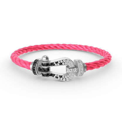 [Lunabriance]FORCE LARGE HORSESHOE BLACK WHITE DIAMOND BRACELET SILVER