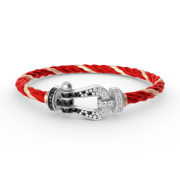 [Lunabriance]FORCE LARGE HORSESHOE BLACK WHITE DIAMOND BRACELET SILVER