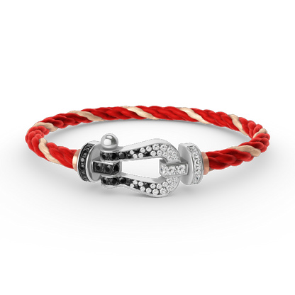 [Lunabriance]FORCE LARGE HORSESHOE BLACK WHITE DIAMOND BRACELET SILVER