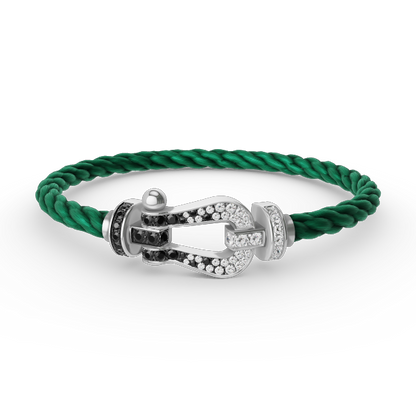 [Lunabriance]FORCE LARGE HORSESHOE BLACK WHITE DIAMOND BRACELET SILVER
