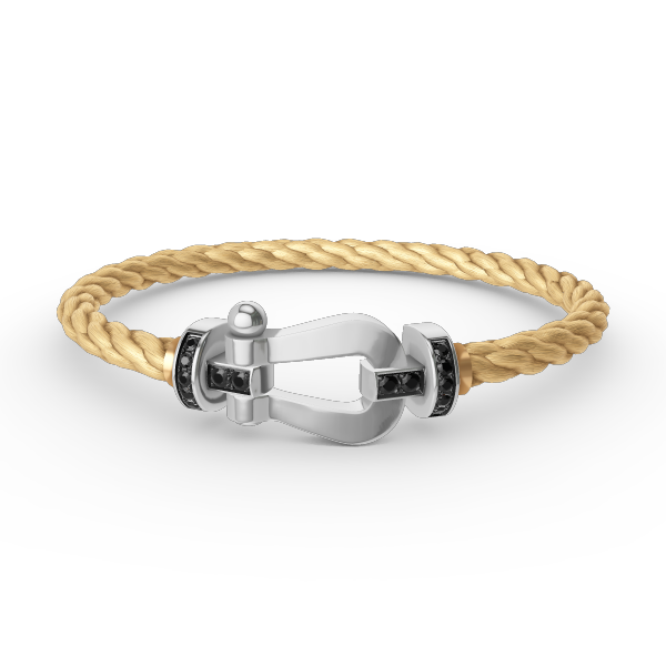 [Lunabriance]FORCE LARGE HORSESHOE BLACK DIAMOND BRACELET SILVER