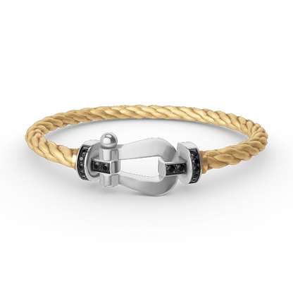 [Lunabriance]FORCE LARGE HORSESHOE BLACK DIAMOND BRACELET SILVER