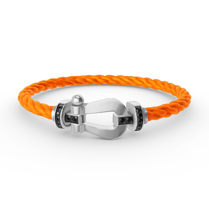 [Lunabriance]FORCE LARGE HORSESHOE BLACK DIAMOND BRACELET SILVER
