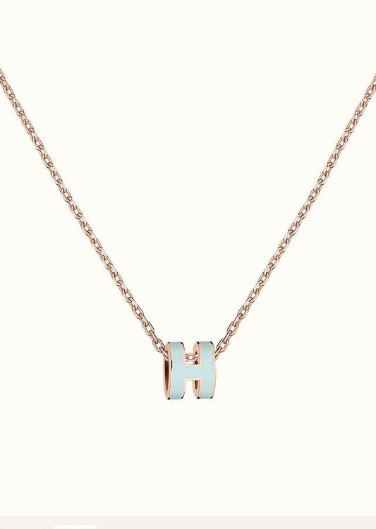 [Lunabriance]POP H LIGHT BLUE NECKLACE