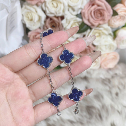 [Lunabriance]CLOVER 5 MOTIF PIETERSITE SILVER BRACELET