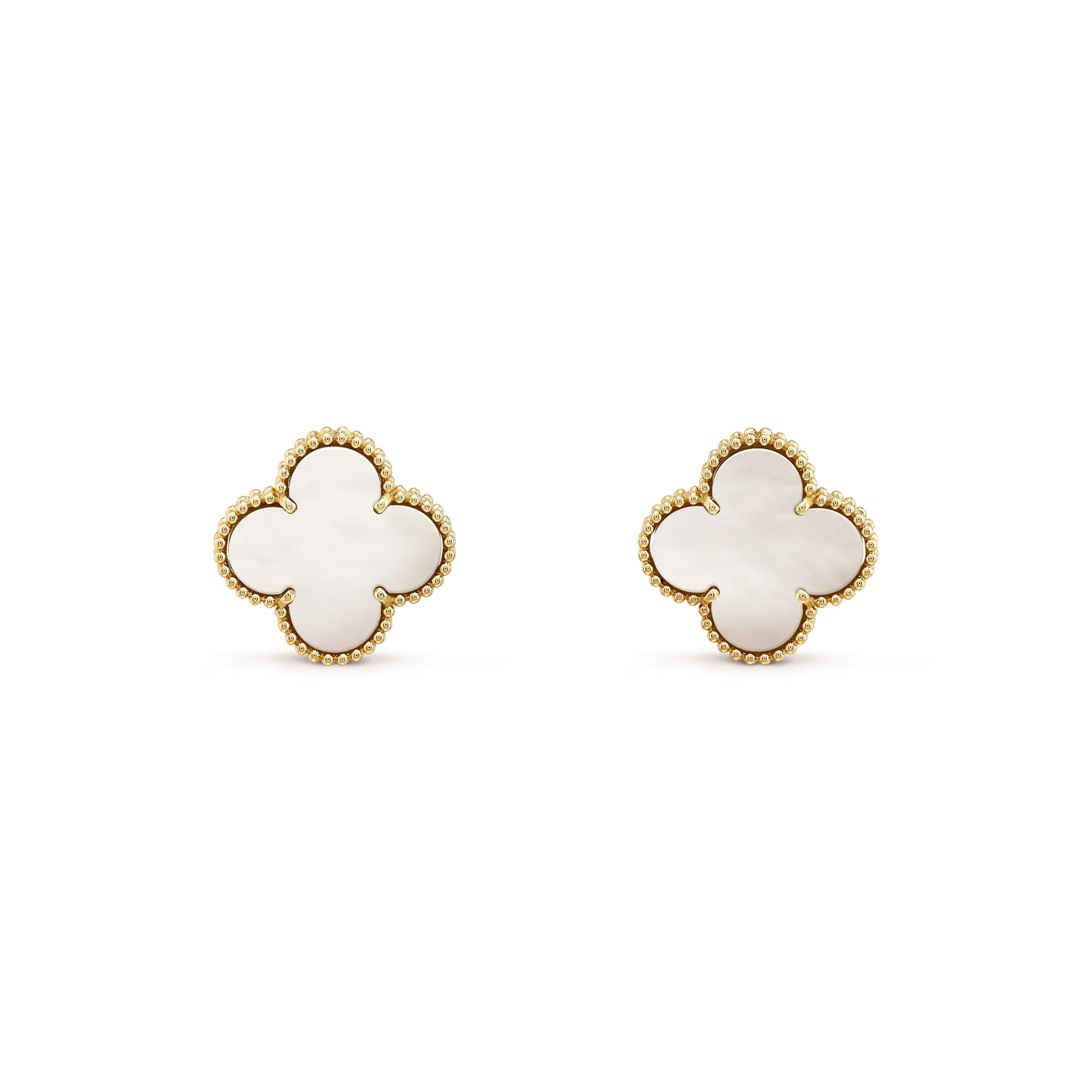 [Lunabriance]CLOVER MEDIUM 1 MOTIFS  WHITE MOP STUD EARRINGS