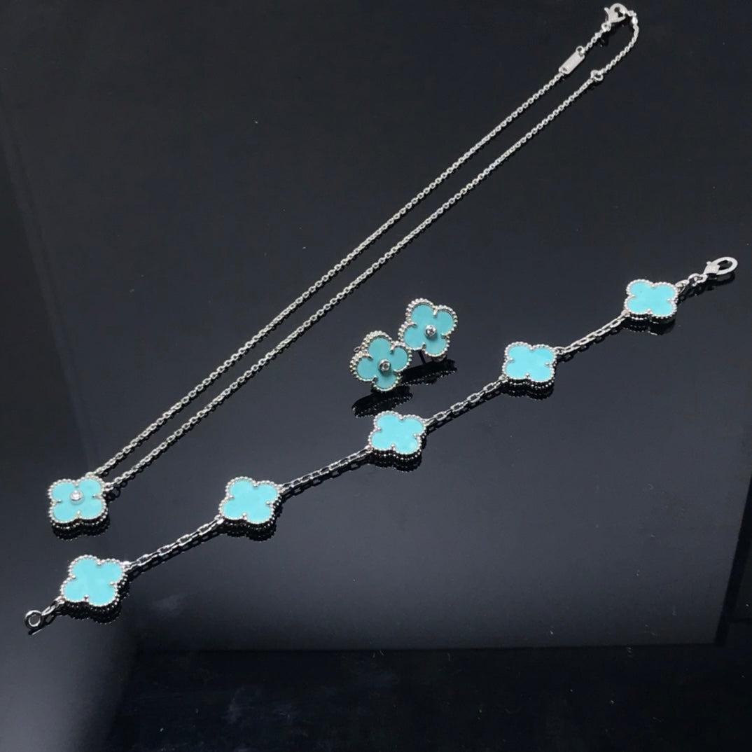 [Lunabriance]CLOVER 1 DIAMOND BLUE SKY SILVER EARRINGS