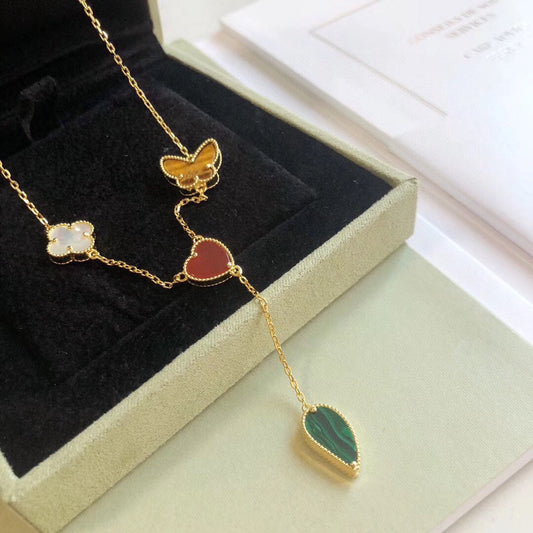 [Lunabriance]LUCKY SPRING 4 MOTIFS ROSE GOLD NECKLACE